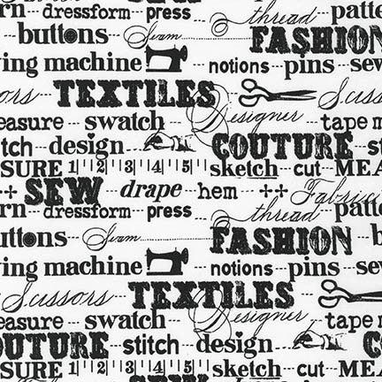 Sewing Studio Words on White by Robert Kaufman Fabrics ACK-14864-1-WHITE