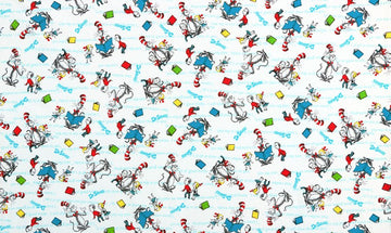 The Cat in the Hat Cat with Children tossed on white by Dr. Seuss Enterprises for Robert Kaufman