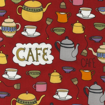 Metro Cafe Tea in Claret by Robert Kaufman Fabrics AMF-12978-103