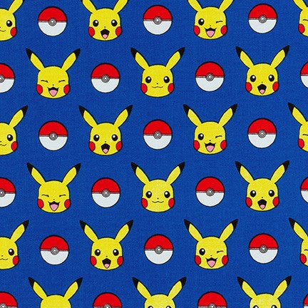 Pikachu and Pokemon Balls on Blue by The Pokemon Co. for Robert Kaufman