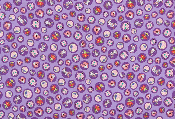 Pokemon Characters in Circles on Purple by The Pokemon Co for Robert Kaufman