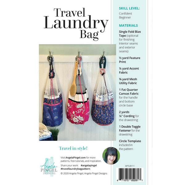 Travel Laundry Bag Sewing Pattern back cover with materials APTLB111