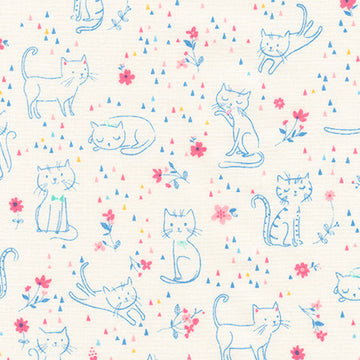 Whiskers and Tails Sketch Kitties in Pastel by Robert Kaufman Fabrics
