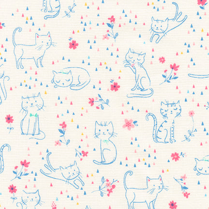 Whiskers and Tails Sketch Kitties in Pastel by Robert Kaufman Fabrics