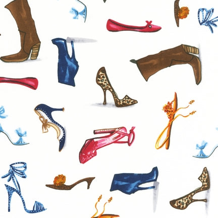 Who's That Girl 2 Shoes on White by Robert Kaufman Fabrics