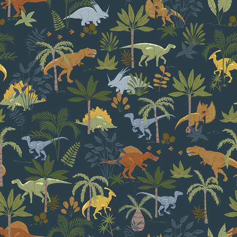 Cretaceous Cretaceous Jungle in Navy by Melissa Mortenson C14101-NAVY