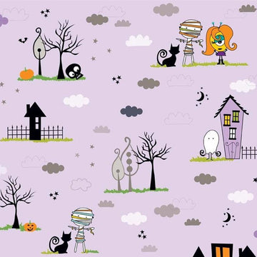 Too Cute to Spook Main on Purple by Bella Blvd for Riley Blake Designs C3390-PURPLE