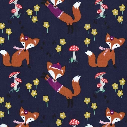 Fox Wood Lil Foxy in Navy by Michael Miller Fabrics