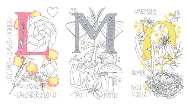 Nature Walk ABC Panel on White by Tamara Kate for Michael Miller