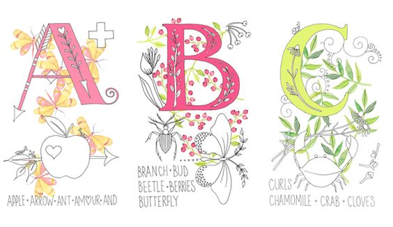 Nature Walk ABC Panel on White by Tamara Kate for Michael Miller