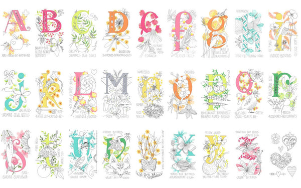 Nature Walk ABC Panel on White by Tamara Kate for Michael Miller