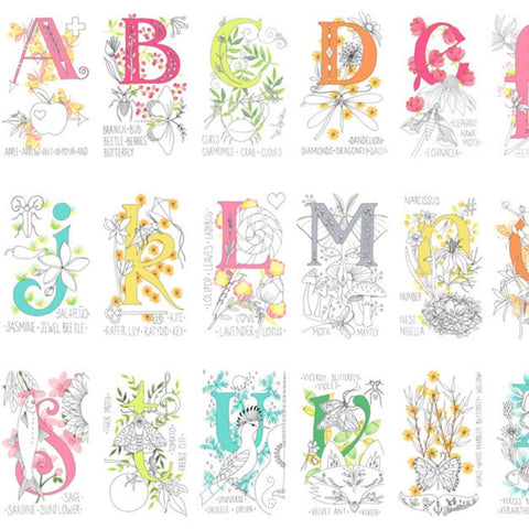 Nature Walk ABC Panel on White by Tamara Kate for Michael Miller