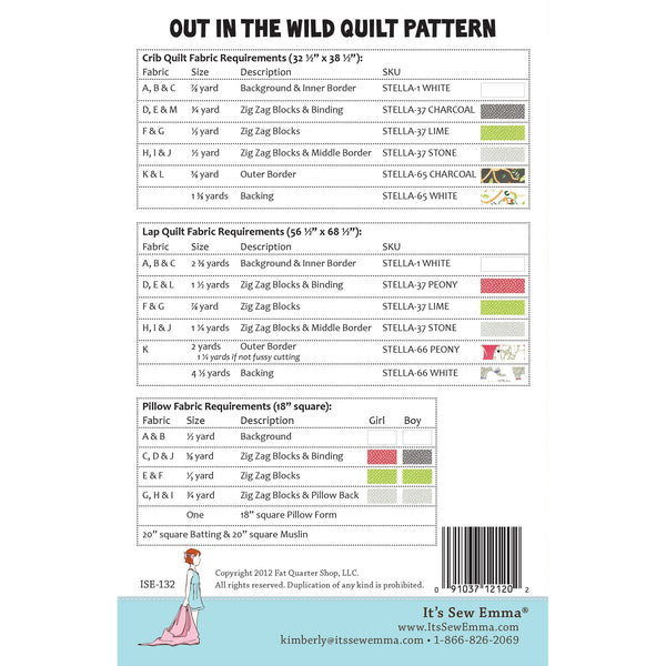Out In The Wild Quilt Pattern by It's Sew Emma back cover ISE-132