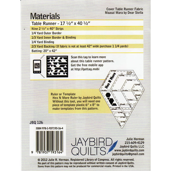 Tasty Table Runner by Little Jaybird Quilts back cover JBQ126