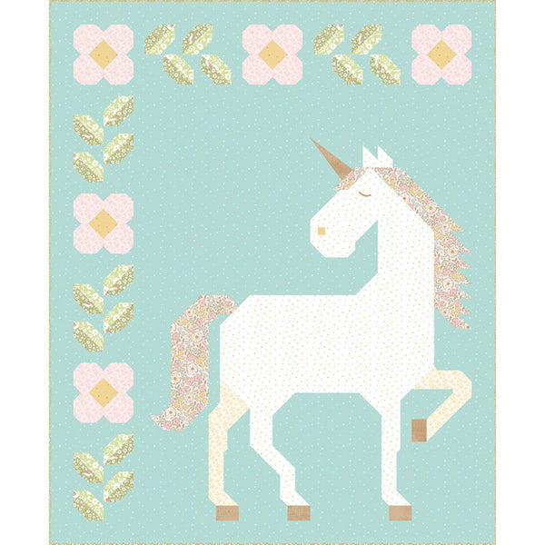 Unicorn Garden Quilt Kit with Little Posies by Cayla Naylor for Riley Blake Designs KT-18320