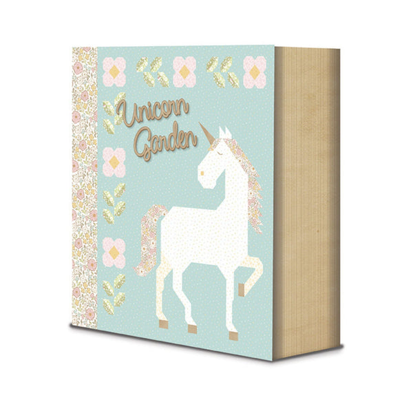 Unicorn Garden Quilt Kit in its keepsake box, Riley Blake KT-18320