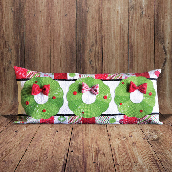 Deck the Halls bench pillow on a wood background LONE-STAR-LASER-DECK-THE-HALLS