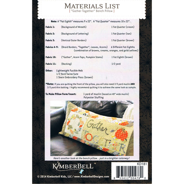 Kimberbell Gather Together pattern materials list KD181