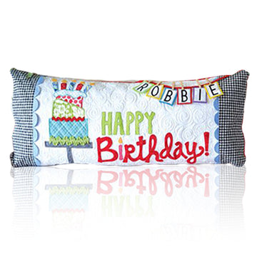 Happy Birthday bench pillow by Lone Star Laser Co and Kimberbell LONE-STAR-LASER-HAPPY-BIRTHDAY