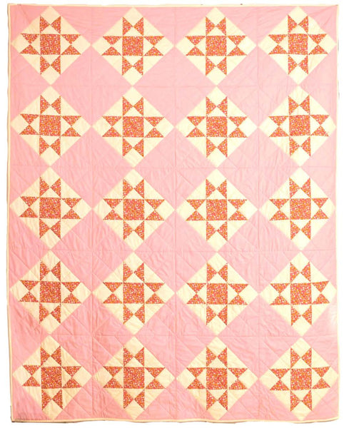 Ohio Stars in Pink with Lucky Rabbit Fabric by Heather Ross Quilt Kit