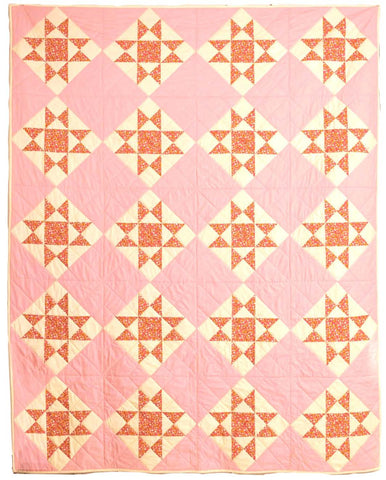 Ohio Stars in Pink with Lucky Rabbit Fabric by Heather Ross Quilt Kit
