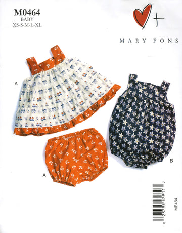Baby Dress, Bloomers & Romper Sewing Pattern by Mary Fons M0464