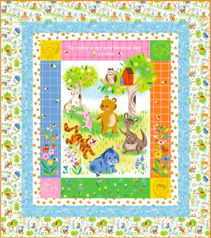 My Favorite Day Panel Quilt Kit with 100 Aker Woods Fabric by Riley Blake Designs