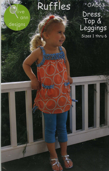 Ruffles Dress Top and Leggings Sewing Pattern by Olive Ann Designs OAD63