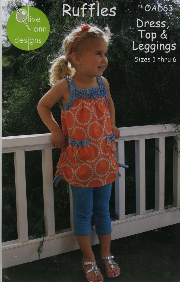 Ruffles Dress Top and Leggings Sewing Pattern by Olive Ann Designs OAD63
