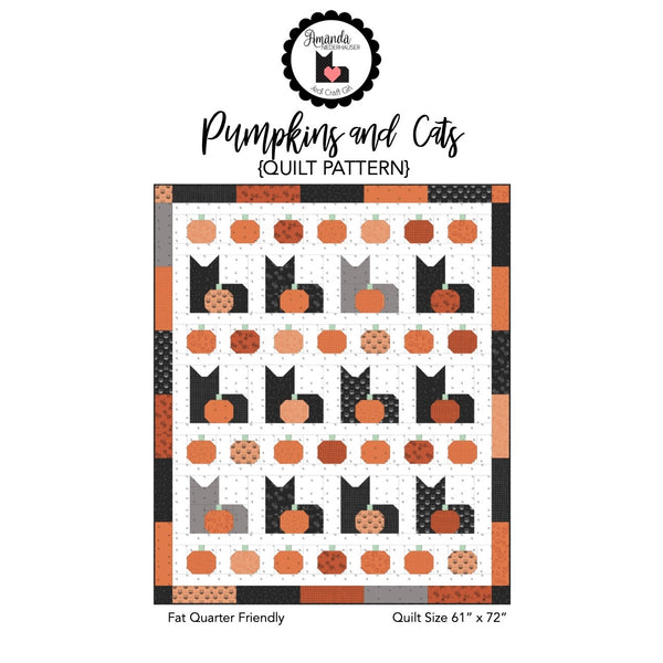 Pumpkins and Cats quilt pattern by Amanda Niederhauser P156-PUMPKINSCATS