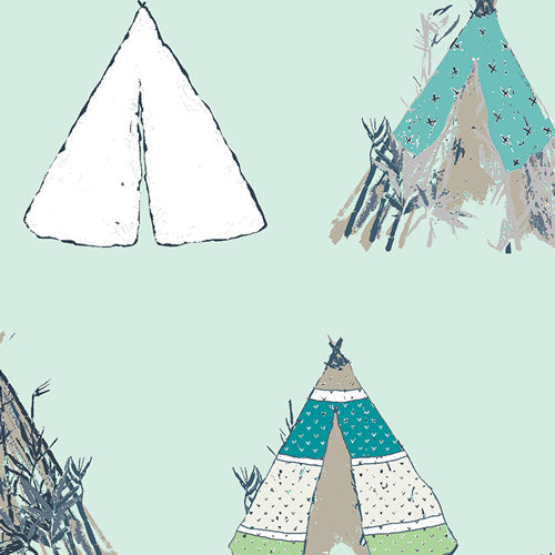 Pandalicious Gansu Village Mintglow by Katarina Rocella for Art Gallery Fabrics