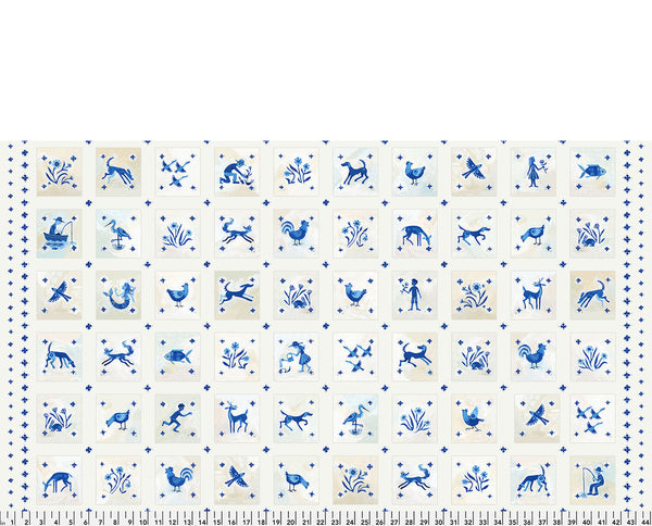 Azulejos in Azul by Adam Trest for FreeSpirit Fabrics, full repeat