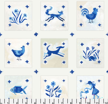 Azulejos in Azul by Adam Trest for FreeSpirit Fabrics