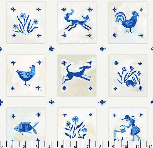 Azulejos in Azul by Adam Trest for FreeSpirit Fabrics