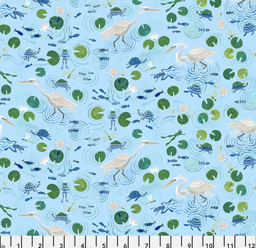 Pond Life in Azul by Adam Trest for FreeSpirit Fabrics