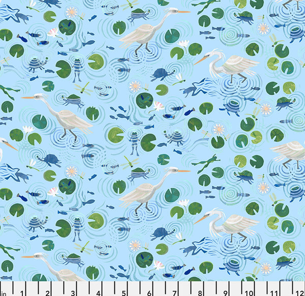 Pond Life in Azul by Adam Trest for FreeSpirit Fabrics