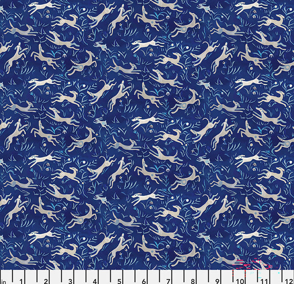 Chasing Rabbits in Azul by Adam Trest for FreeSpirit Fabrics