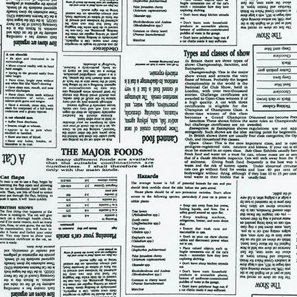 In the Press Cat Newspaper Print by Sevenberry for Robert Kaufman Fabrics