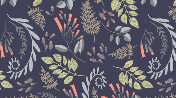 Foxtail Forest Fern Bouguet in Navy by Dear Stella Designs