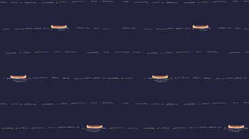 Trail Mix Canoes on Navy by Dear Stella