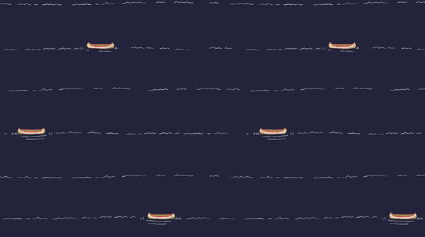 Trail Mix Canoes on Navy by Dear Stella