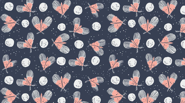 Moon Garden Flying Moths in Night by Dear Stella