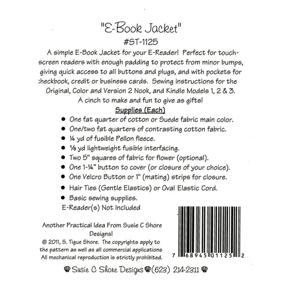 E-Book Jacket by Susie C Shore Designs back cover ST-1125