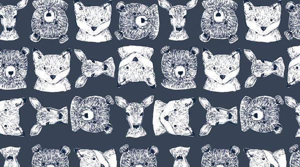 Blue Moon Woodland Critters on Folkstone by Dear Stella Designs