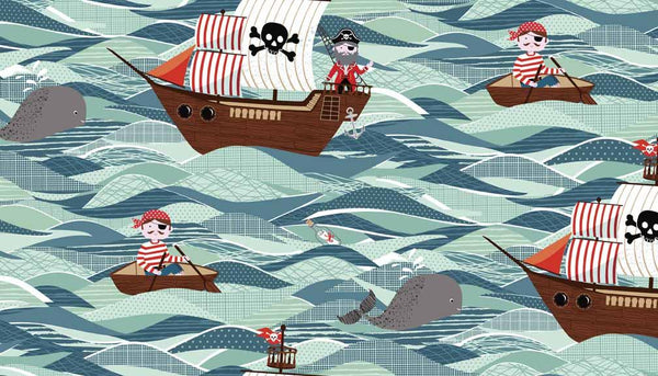 Pirate Ships in Blue by The Henley Studio