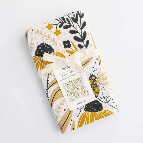 Bee Garden Beehive Tea Towel by Gingiber