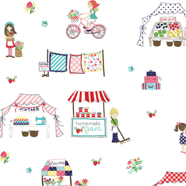 Vintage Market Main on White by Tasha Noel for Riley Blake Designs C4560-WHITE