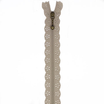 12" Lace Zipper in Taupe
