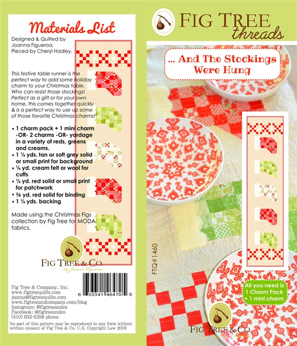 And The Stockings Were Hung table runner pattern by Fig Tree Threads
