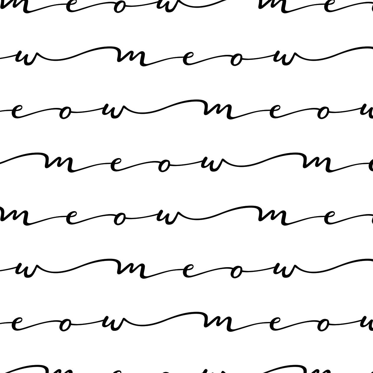 Meow Script Transparent Meow Script White - Bunbury Fabrics